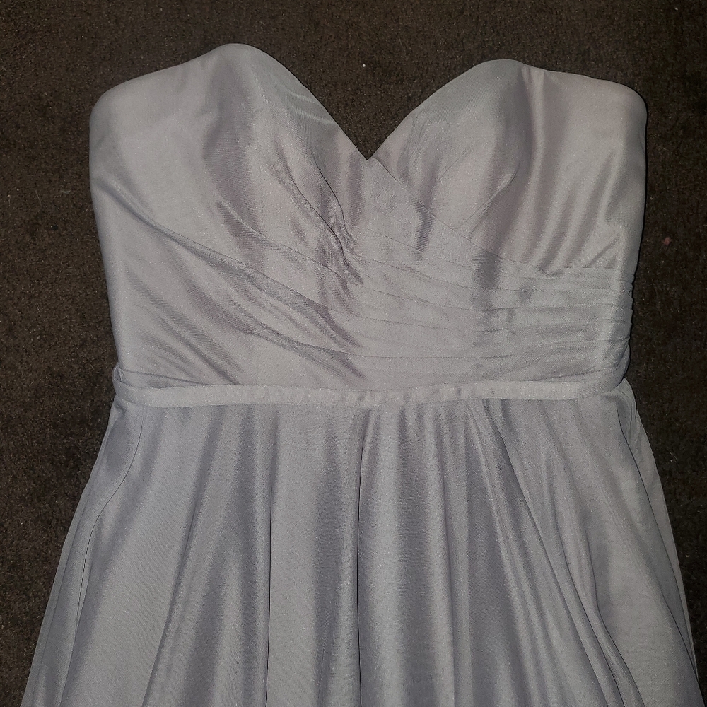 Gray Strapless Ruched Bubble Maxi Dress - Picture 2 of 2